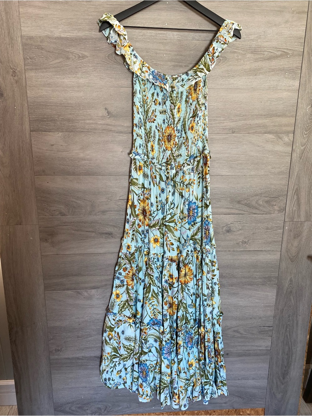 Abel The Label Smocked Tiered Maxi Dress Floral